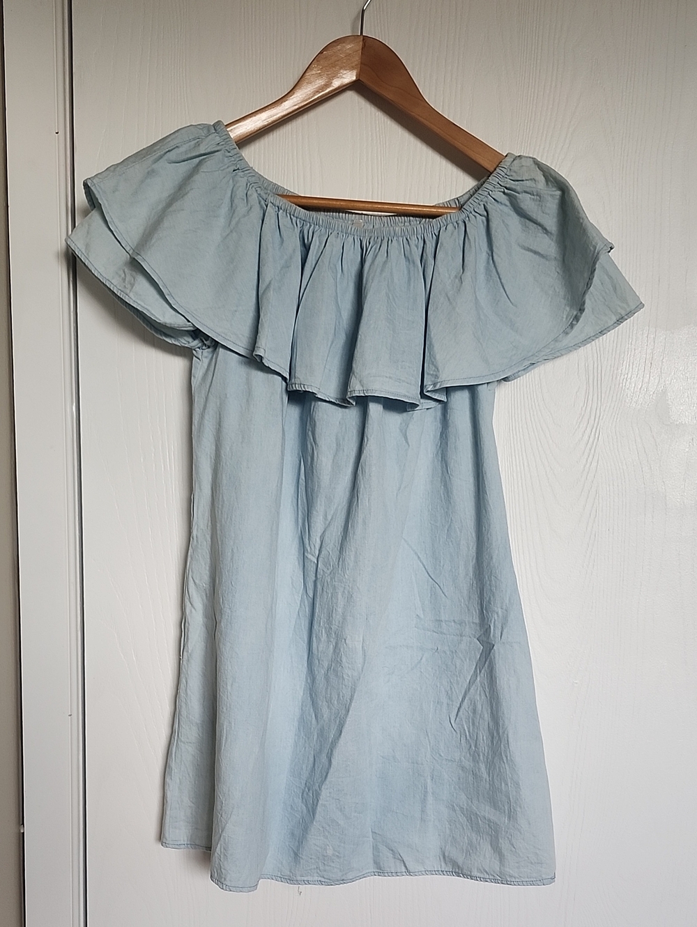 Banana Republic Light Blue One-Shoulder Ruffle Dress